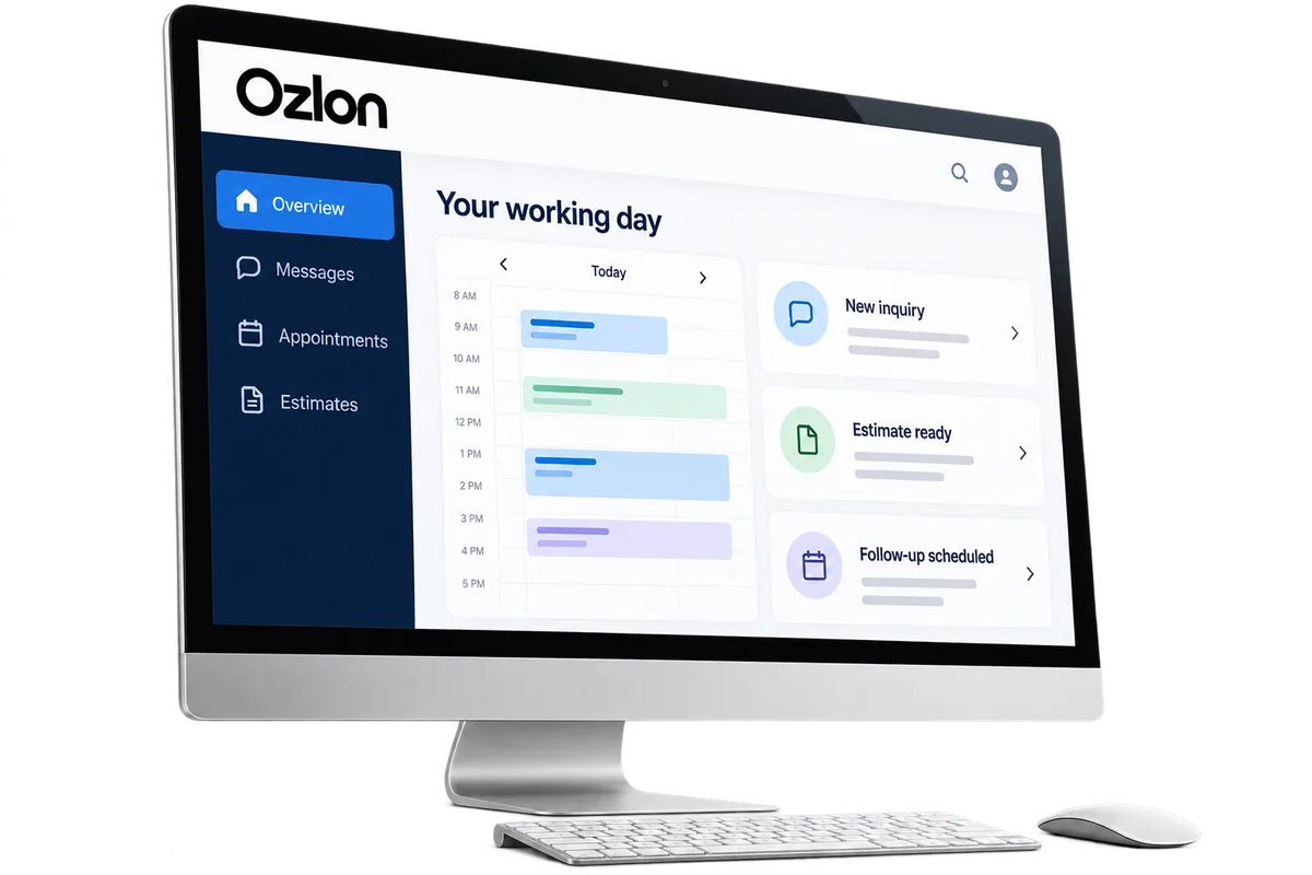 Illustrative Ozlon dashboard on a desktop computer