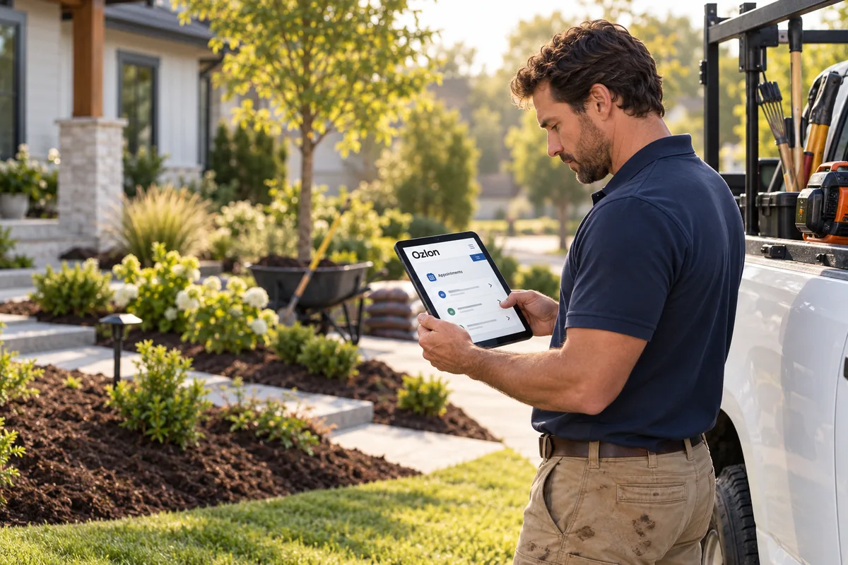 Illustrative landscaping business scene