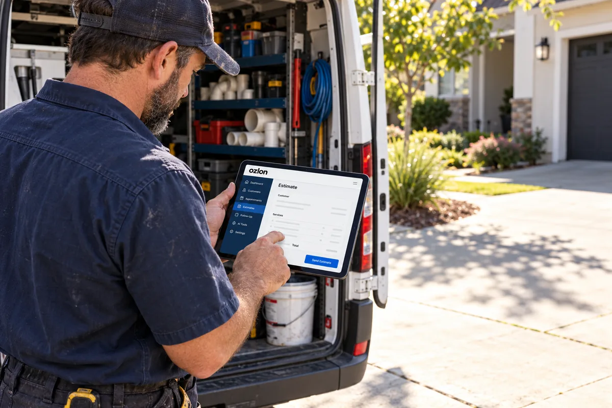 Illustrative plumbing business scene