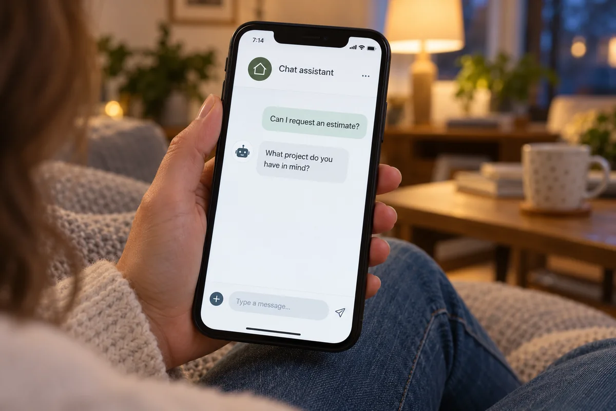 A homeowner requesting a project estimate through an example chat assistant